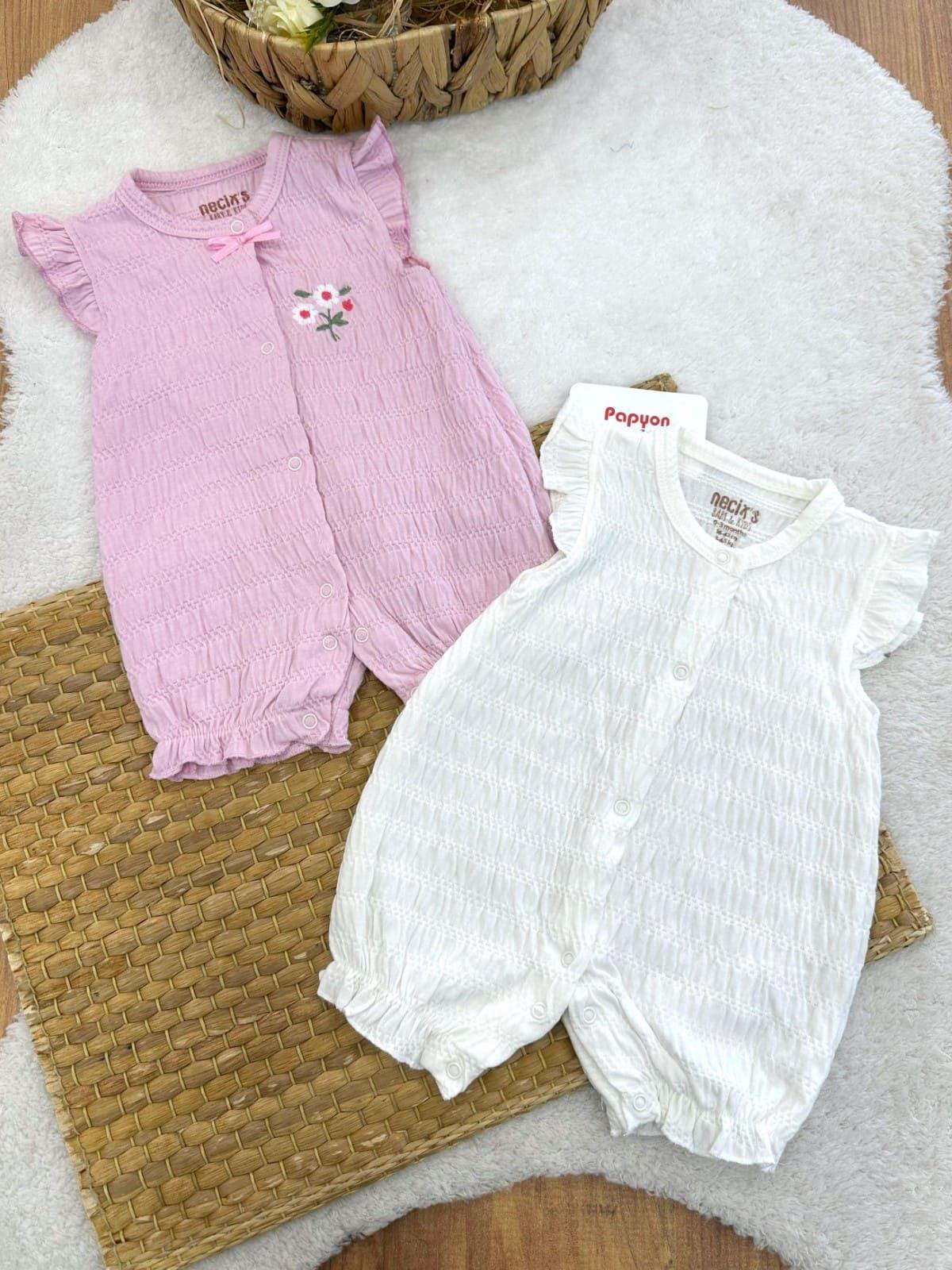 Bouquet Çiçek Nakışlı Kız Bebek 2li Şort Tulum (0-3/3-6 Ay)