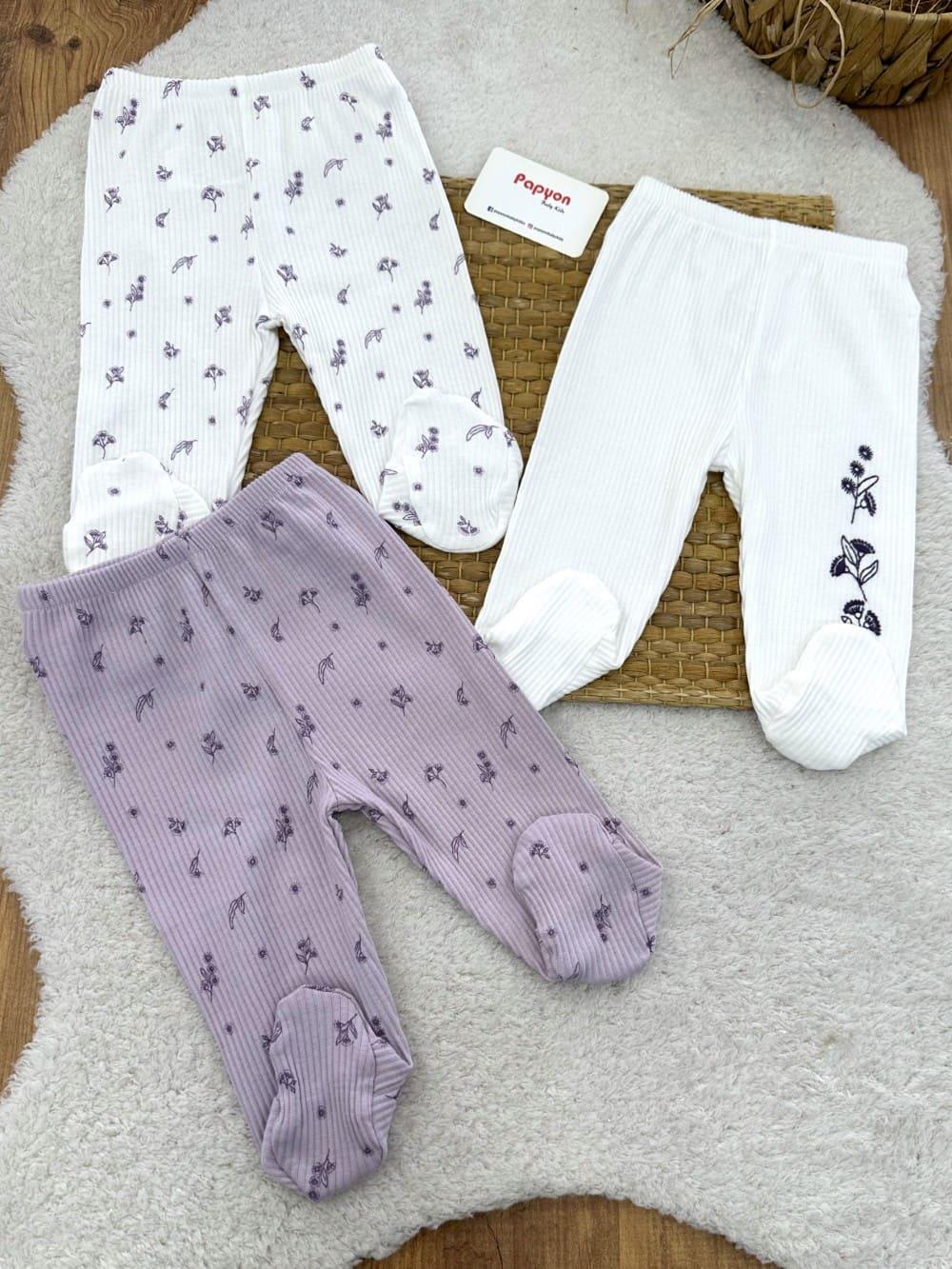 Dream Flower Fitilli Kız Bebek 3lü Patikli Alt Pantolon (0-3/3-6 Ay)