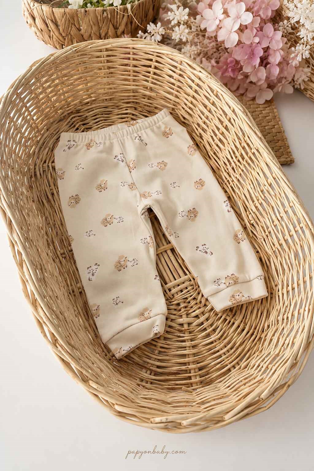 Kuzu Desenli Unisex Bebek 2li Alt Pantolon (%100 Pamuk)(0-3/3-6/6-9 Ay)