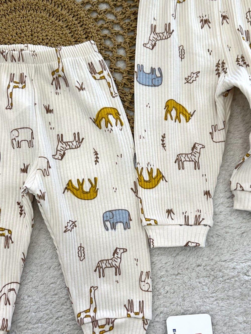 Safari Model Fitilli  Erkek Bebek 2li Manşetli Pantolon Alt (3-6/6-9/9-12 Ay)
