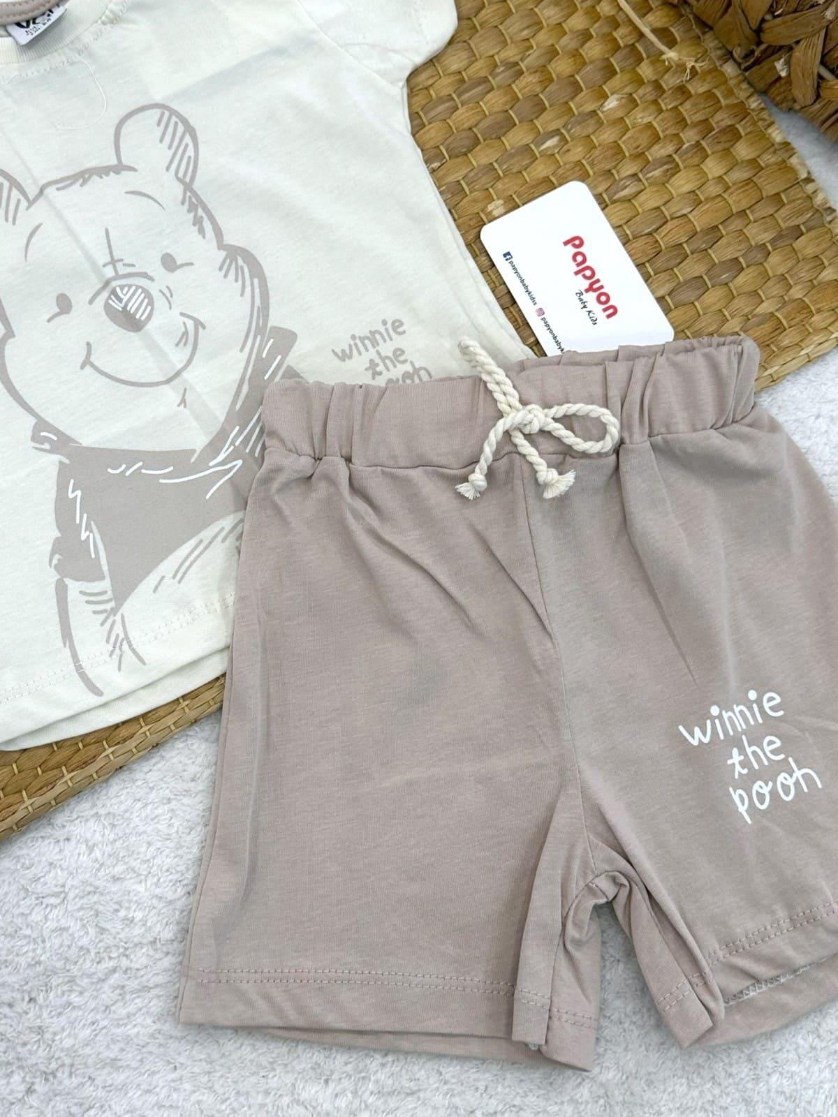 Winnie The Pooh Baskılı Tişört Şort Erkek Bebek Takım (3-6/6-9/9-12/12-18 Ay)