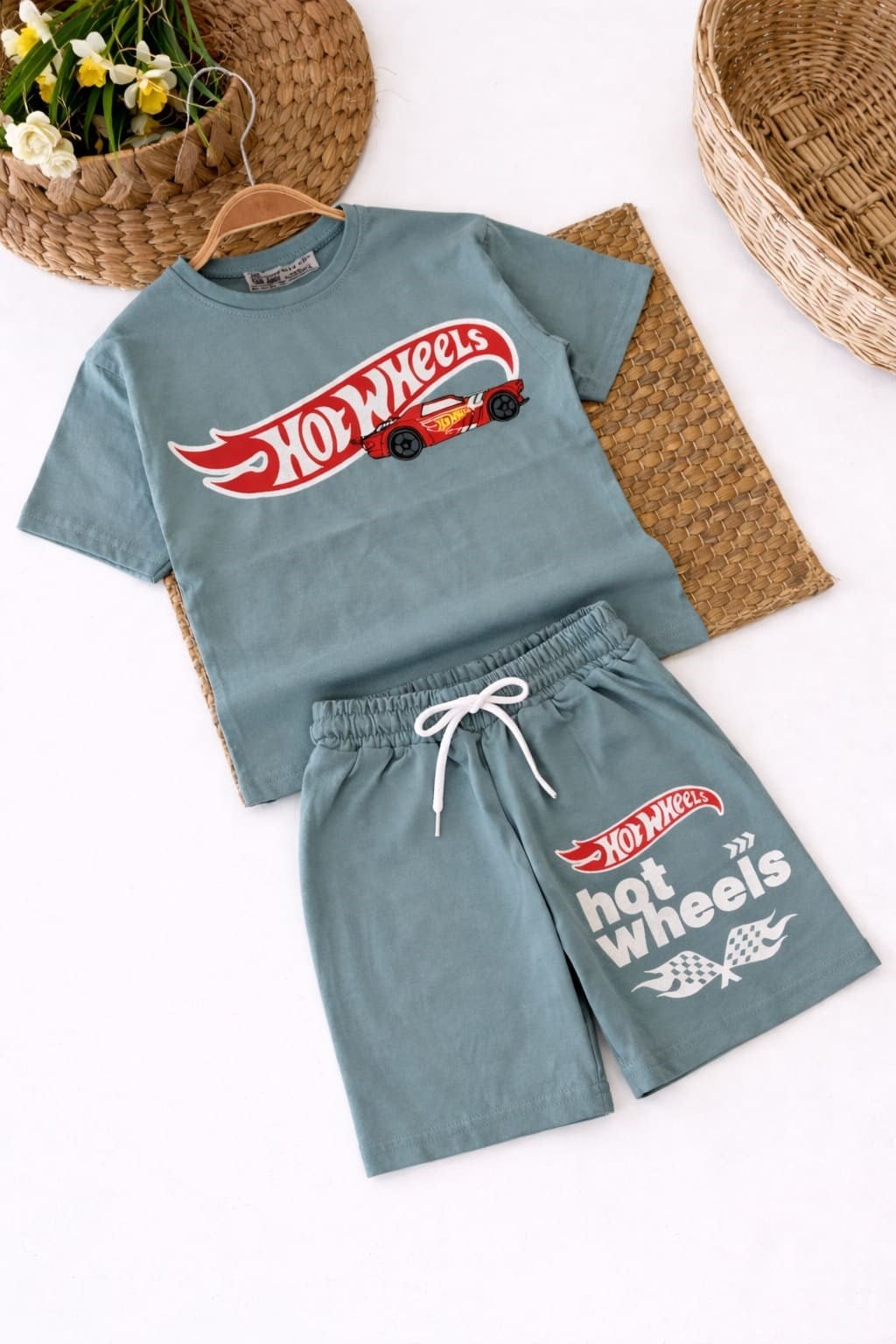 Hot Wheels Baskılı Erkek Çocuk Şortlu Takım (3-4/4-5/5-6/7-8/9-10 Yaş)