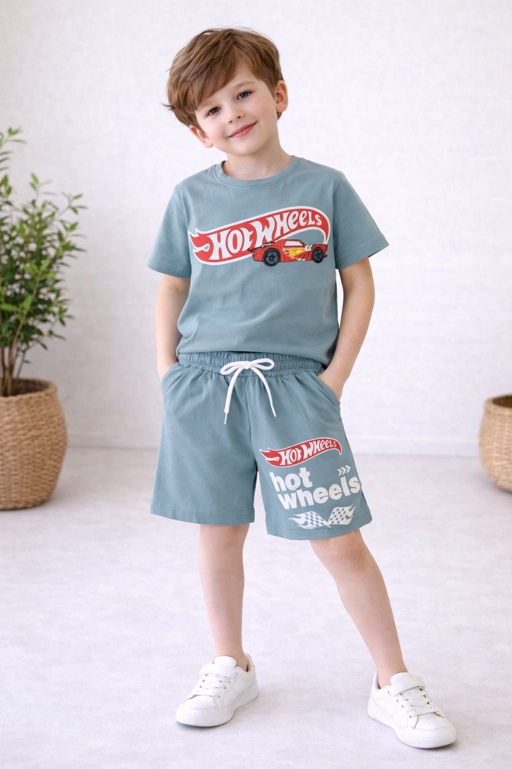 Hot Wheels Baskılı Erkek Çocuk Şortlu Takım (3-4/4-5/5-6/7-8/9-10 Yaş)