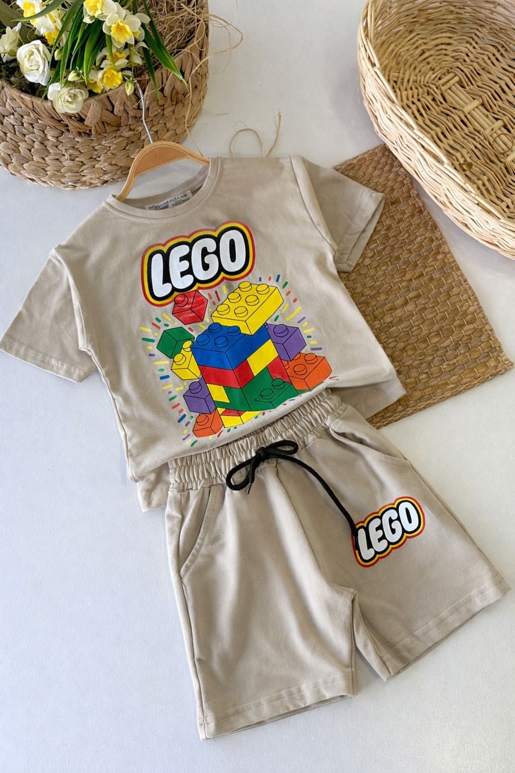Lego Baskılı Erkek Çocuk Şortlu Takım (3-4/4-5/5-6/7-8/9-10 Yaş)