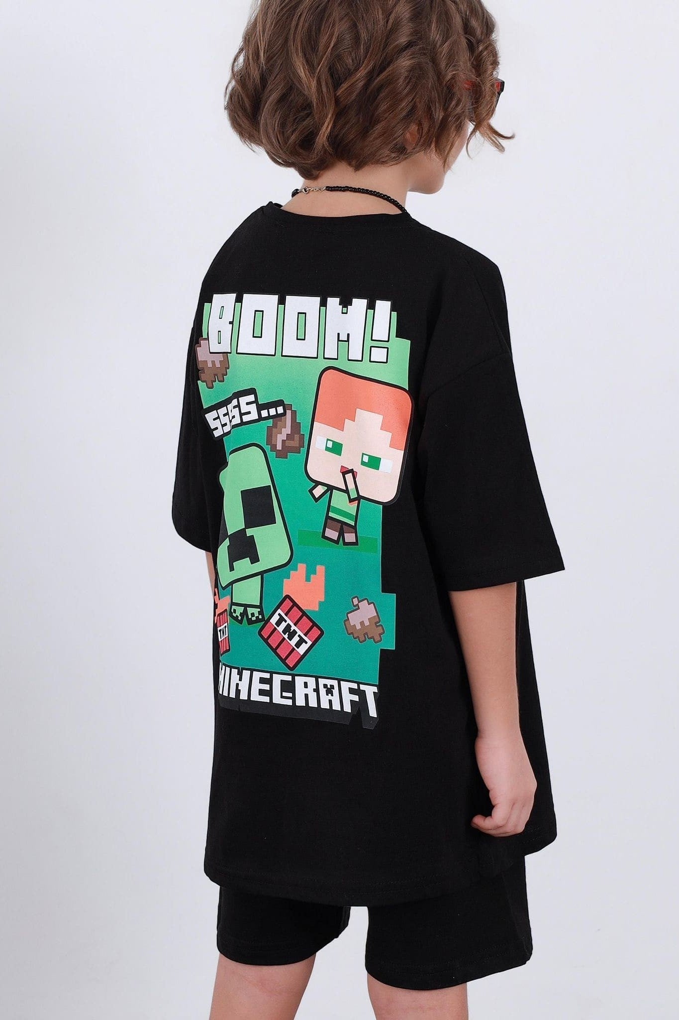Minecraft Baskılı Erkek Çocuk Şortlu Takım (3-4/4-5/5-6/7-8/9-10 Yaş)