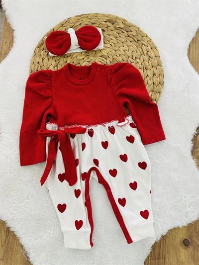 Kalpli Karpuz Kol Kız Bebek Bandana Tulum Set 0-3/3-6/6-9 Ay
