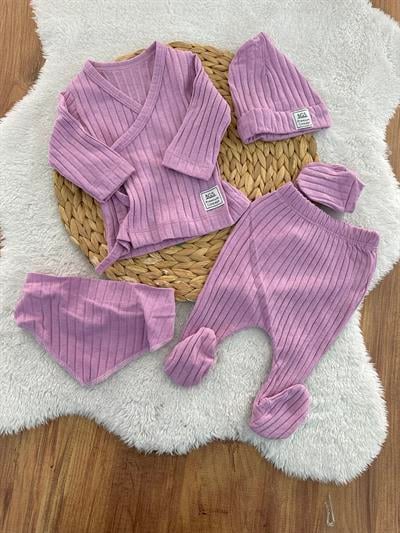 Prematüre Kaşkorse Yenidoğan Kız Bebek 5li Zıbın Set Hastane Çıkışı