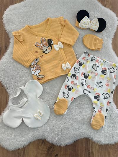 Daisy Minnie Model Yenidoğan Kız Bebek 5li Zıbın Set Hastane Çıkışı