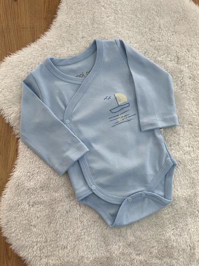 Love The Sea Baskılı Erkek Bebek Kruvaze Çıtçıtlı Badi 0-3/3-6 Ay