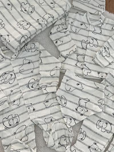 Ayı Baskılı Raporlu Tulumlu Erkek Bebek Organik 10lu Zıbın Set Hastane Çıkışı
