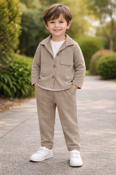 Baskılı Tişörtlü Gömlekli Erkek Bebek 3lü Takım (9-12 Ay/1-2 Yaş/2-3 Yaş/3-4 Yaş)