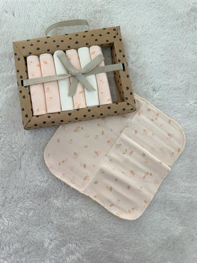 Çiçek Baskılı Penye 7li Ağız Silme Mendili Ağız Bezi (20x20 Cm)