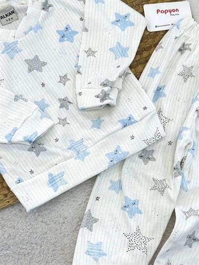 Yıldız Desenli Fitilli Pijama Takımı (1-2/2-3/3-4 Yaş)