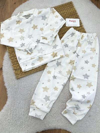 Yıldız Desenli Fitilli Pijama Takımı (1-2/2-3/3-4 Yaş)