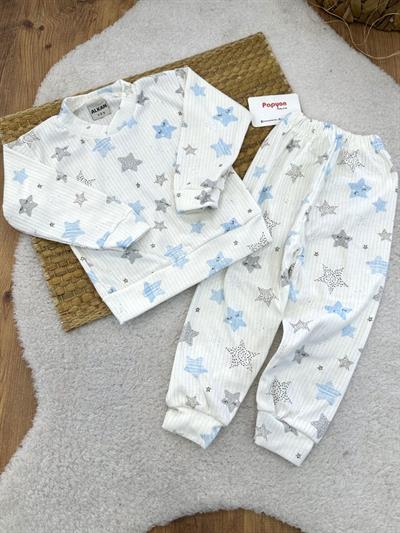 Yıldız Desenli Fitilli Pijama Takımı (1-2/2-3/3-4 Yaş)