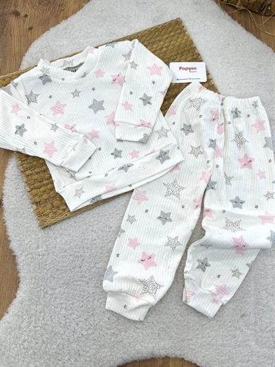 Yıldız Desenli Fitilli Pijama Takımı (1-2/2-3/3-4 Yaş)