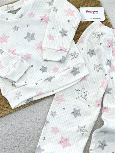 Yıldız Desenli Fitilli Pijama Takımı (1-2/2-3/3-4 Yaş)