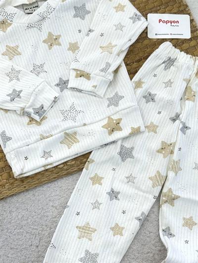 Yıldız Desenli Fitilli Pijama Takımı (1-2/2-3/3-4 Yaş)