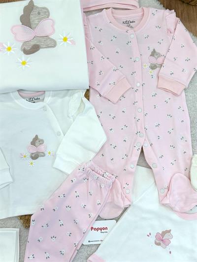 Papatyalı Unicorn Yenidoğan Kız Bebek 10lu Zıbın Set Hastane Çıkışı