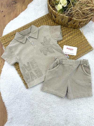 Hawai Erkek Bebek Tişört Şort Kot Takım (3-6/6-9/9-12/12-18 Ay)