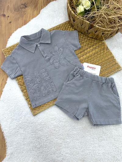 Hawai Erkek Bebek Tişört Şort Kot Takım (3-6/6-9/9-12/12-18 Ay)