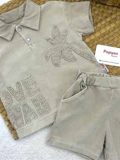 Hawai Erkek Bebek Tişört Şort Kot Takım (3-6/6-9/9-12/12-18 Ay)