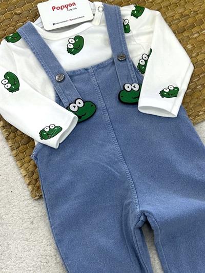 Timsah Badili Kot Salopetli Erkek Bebek 2li Takım (6-9/9-12/12-18/18-24 Ay)