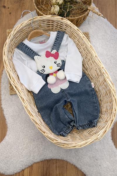 Hello Kitty Aplikeli Kot Salopetli Kız Bebek Badili Takım (3-6/6-9/9-12/12-18 Ay)