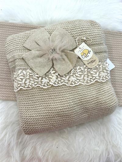 Güpürlü Organik Kuzu Yünü Triko Welsoft Bebek Battaniyesi 100x110 Cm (Ürün Videosu Açıklamada)