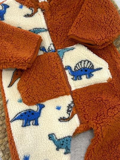 Kanguru Cepli Fermuarlı Erkek Bebek Peluş Tulum (3-6/6-9/9-12 Ay)