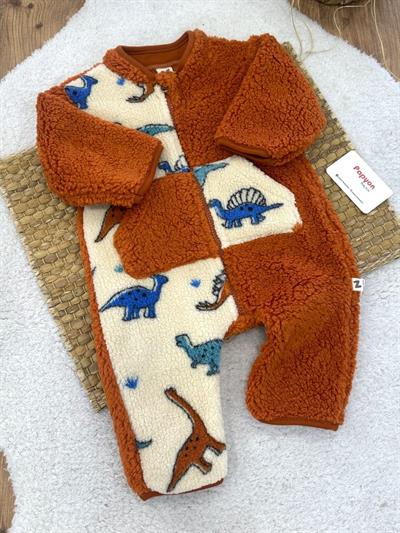 Kanguru Cepli Fermuarlı Erkek Bebek Peluş Tulum (3-6/6-9/9-12 Ay)