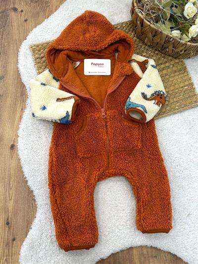 Reglan Kollu Kanguru Cepli Fermuarlı Welsoft Peluş Bebek Tulum (3-6/6-9/9-12 Ay)