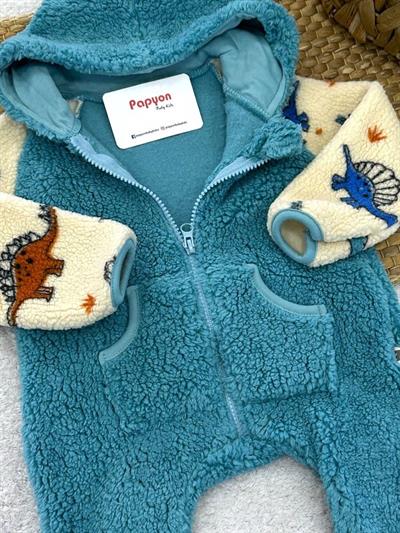 Reglan Kollu Kanguru Cepli Fermuarlı Welsoft Peluş Bebek Tulum (3-6/6-9/9-12 Ay)