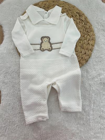 Bear Ayıcık Nakışlı Erkek Bebek Badili Salopet Takım 0-3/3-6/6-9 Ay