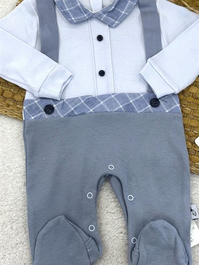 Düğme Detaylı Yakalı Erkek Bebek Tulum (0-3/3-6/6-9 Ay)