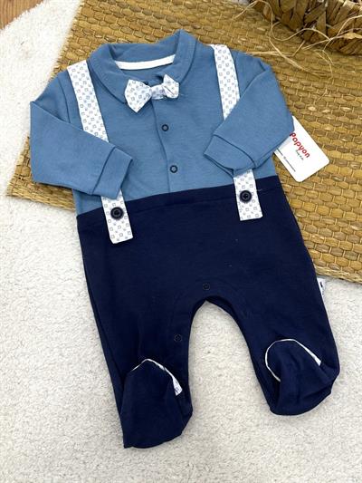 Papyonlu Pantolon Askılı Erkek Bebek Tulum (0-3/3-6/6-9 Ay)