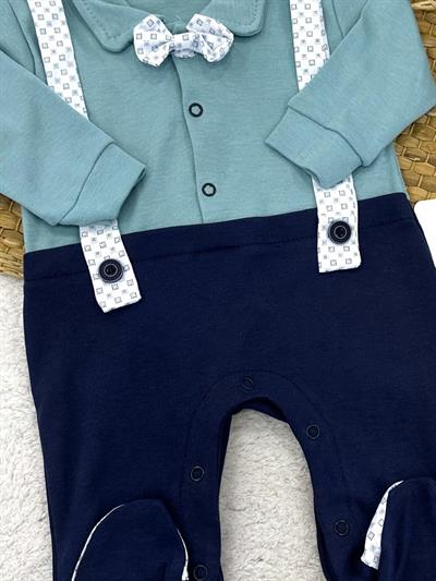 Papyonlu Pantolon Askılı Erkek Bebek Tulum (0-3/3-6/6-9 Ay)