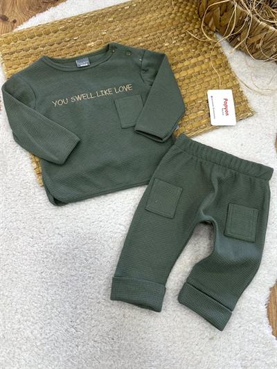 You Swell Nakışlı Cepli Erkek Bebek 2li Takım  (0-3/3-6/6-9/9-12 Ay)