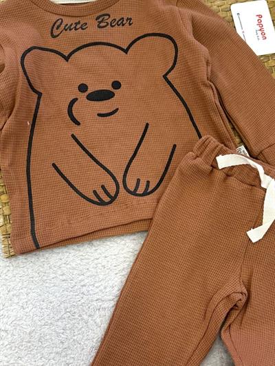 Cute Bear Baskılı Erkek Bebek 2li Takım (6-9/9-12/12-18/18-24 Ay)