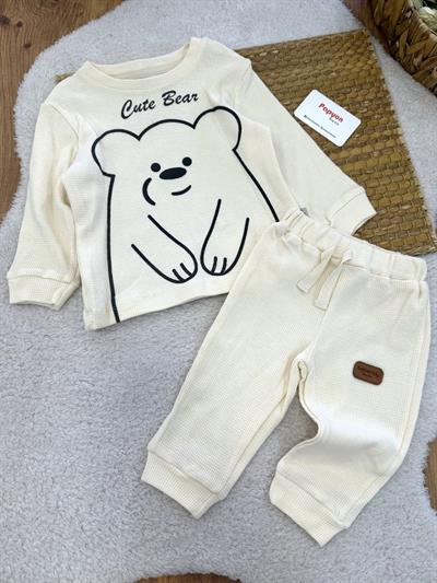 Cute Bear Baskılı Erkek Bebek 2li Takım (6-9/9-12/12-18/18-24 Ay)