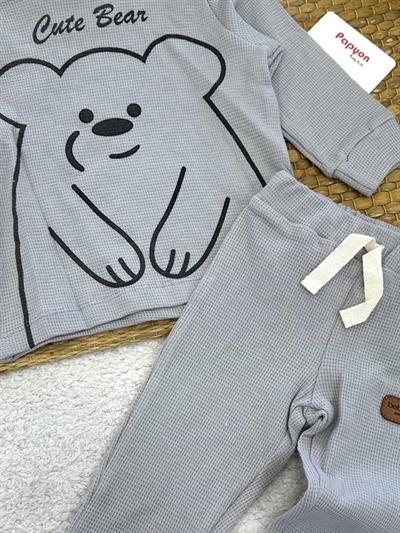Cute Bear Baskılı Erkek Bebek 2li Takım (6-9/9-12/12-18/18-24 Ay)