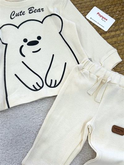 Cute Bear Baskılı Erkek Bebek 2li Takım (6-9/9-12/12-18/18-24 Ay)