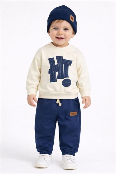 Hi Baskılı Bereli Erkek Bebek 3lü Takım (6-9/9-12/12-18/18-24 Ay)