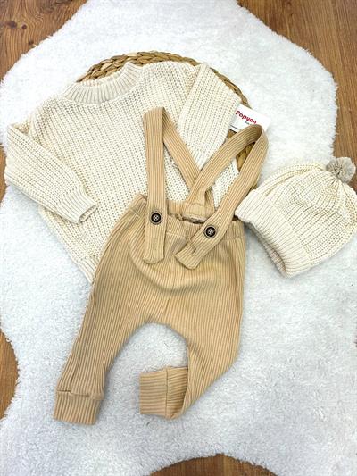 Triko Kazaklı Raporlu Bebek Salopet Takım 3-6/6-9/9-12/12-18 Ay