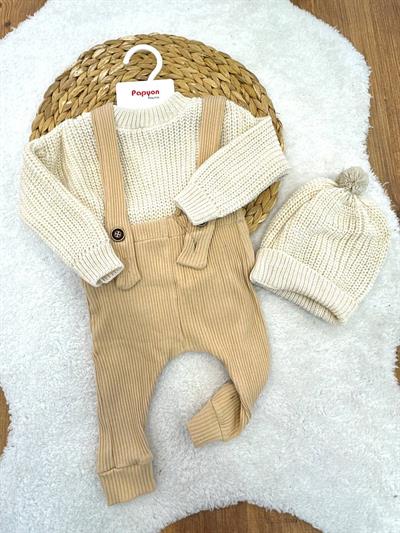 Triko Kazaklı Raporlu Bebek Salopet Takım 3-6/6-9/9-12/12-18 Ay