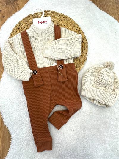 Triko Kazaklı Raporlu Bebek Salopet Takım 3-6/6-9/9-12/12-18 Ay