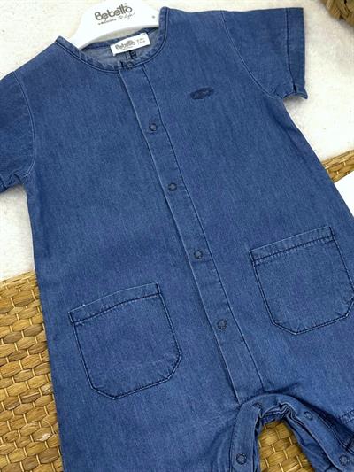 Çift Cepli Erkek Bebek Yazlık Tencel Kot Tulum (6-9/9-12/12-18/18-24 Ay)