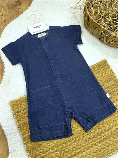 Çift Cepli Erkek Bebek Yazlık Tencel Kot Tulum (6-9/9-12/12-18/18-24 Ay)