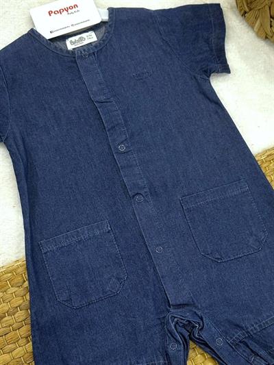 Çift Cepli Erkek Bebek Yazlık Tencel Kot Tulum (6-9/9-12/12-18/18-24 Ay)