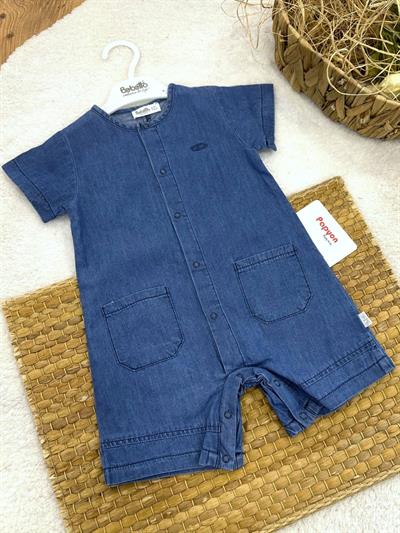 Çift Cepli Erkek Bebek Yazlık Tencel Kot Tulum (6-9/9-12/12-18/18-24 Ay)